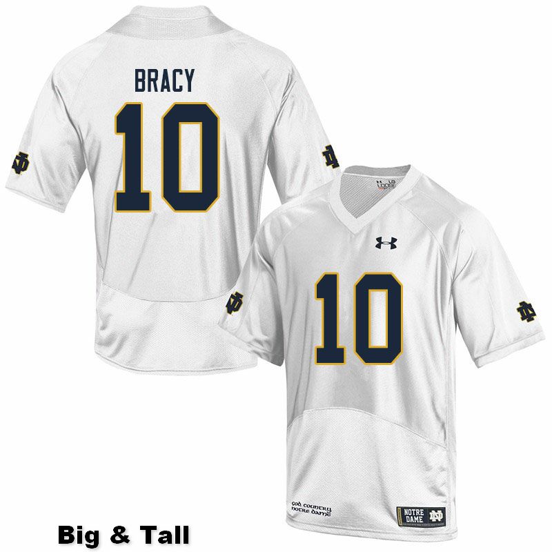 Men's NCAA Notre Dame Fighting Irish #10 TaRiq Bracy Stitched College Under Armour Authentic White Big & Tall Football Jersey DQ10J78MB